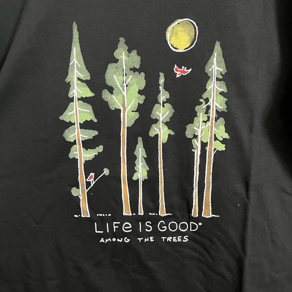 Life Is Good Wonen’s Black Long Sleeve Tee Among the Trees - Picture 2 of 6